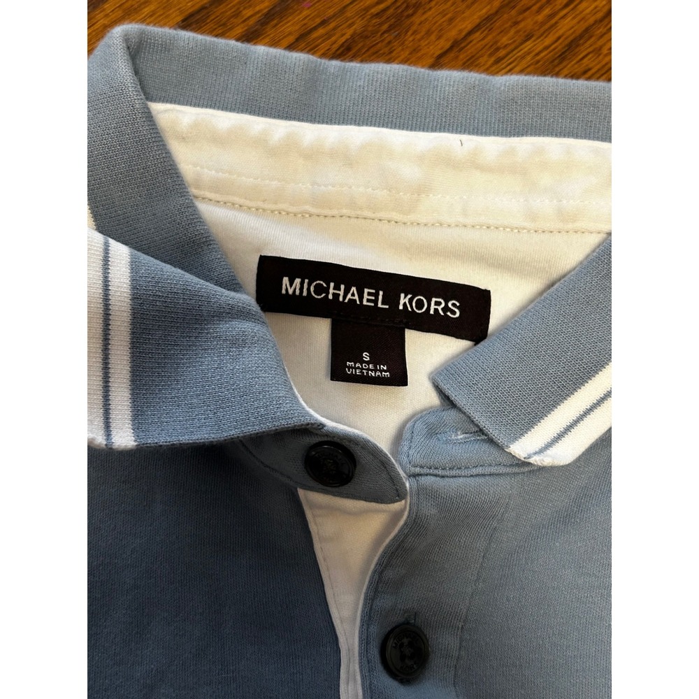 Michael Kors Mens Polo Shirt Bundle 2 Pack Blue Pink Short Sleeve Size S MK Logo - Picture 3 of 8
